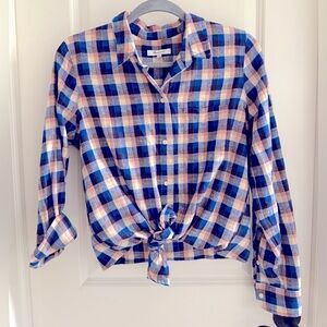 Madewell Plaid Shirt in Blue and Pink